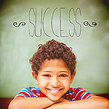 成功,小男孩,微笑,教室,文字