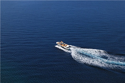 快艇,航拍,蓝色背景,海洋