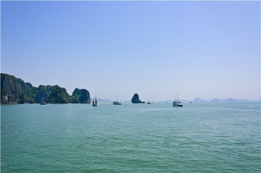 风景,石灰石,山,下龙湾,越南