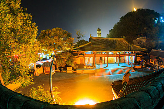 龙兴寺,寺院,夜色,俯瞰