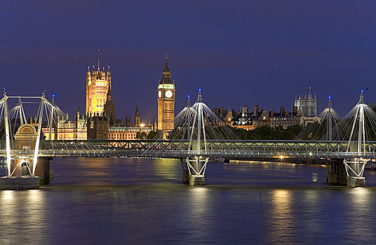 英格兰,伦敦,威斯敏斯特,风景,泰晤士河,黄昏,桥,威斯敏斯特宫