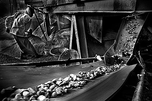 一个,男人,工作,石头,挤压,工厂,孟加拉,一月,2008年
