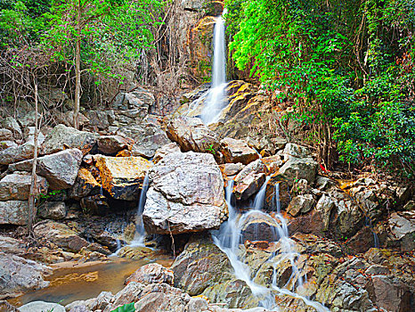 漂亮,瀑布,苏梅岛,泰国