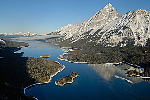 航拍,玛琳湖,碧玉国家公园,艾伯塔省,加拿大