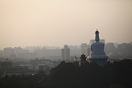 北海白塔,北海公园,景山公园,中国,北京,全景,地标,传统