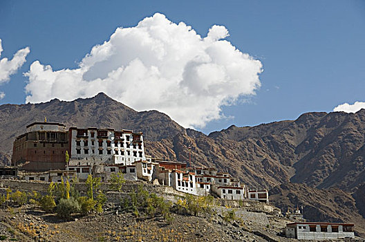 寺院,山脉,背景,查谟-克什米尔邦,印度