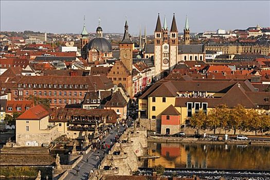 古桥,大教堂,维尔茨堡,弗兰克尼亚,巴伐利亚,德国