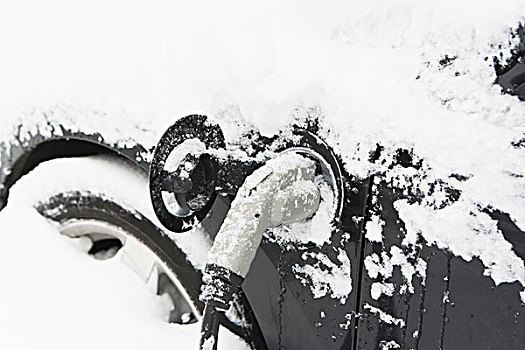 雪,插座,电动汽车