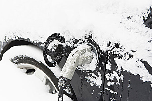 雪,插座,電動汽車