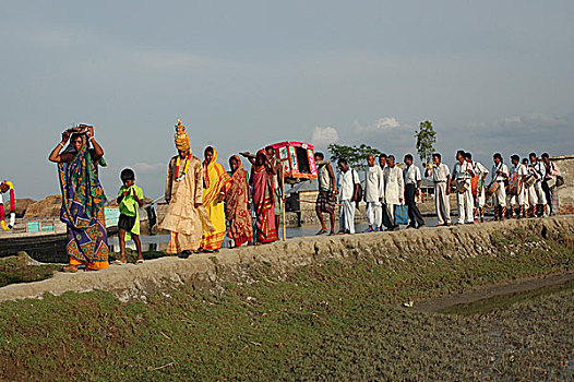 婚姻,队列,库尔纳市,孟加拉,十月,2005年