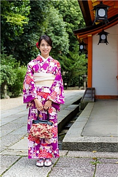 美女,日本人,服饰,庙宇