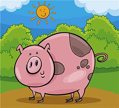 猪,牲畜,动物,卡通,插画