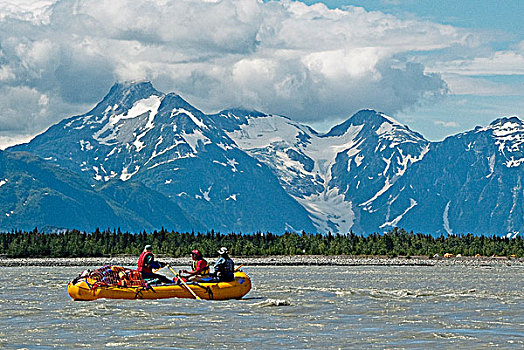 筏,塔琴希尼河,省立公园,不列颠哥伦比亚省,加拿大,夏天