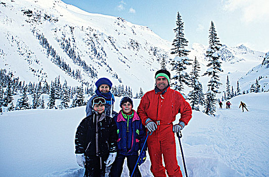 家庭,姿势,后面,黑梳山,不列颠哥伦比亚省,加拿大