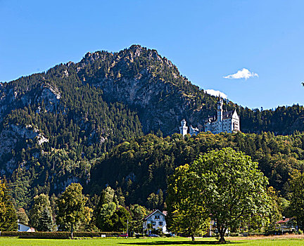 城堡,山,上巴伐利亚,德国,欧洲