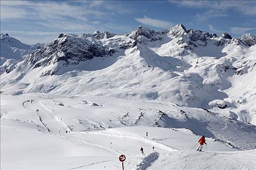 滑雪,区域,山,阿尔卑斯山,奥地利,欧洲