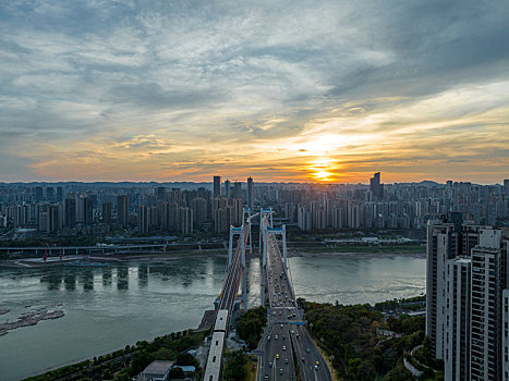 重庆城市日出日落夜景摄影图