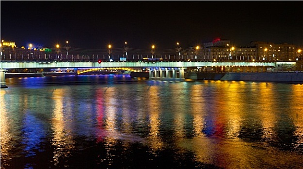 夜晚,光亮,桥,莫斯科