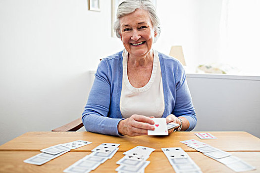 老年,女人,纸牌,老年之家