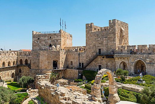 遗址,城堡,塔,老城墙,耶路撒冷,以色列,亚洲
