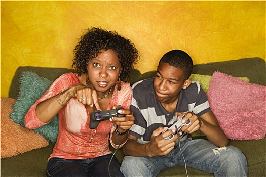 美国黑人,家庭,玩,电子游戏