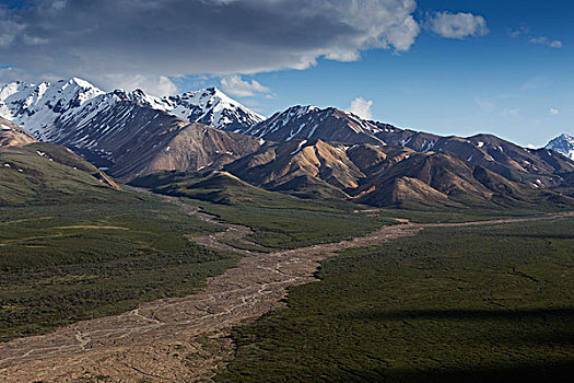 风景,山,德纳里峰国家公园,阿拉斯加,美国