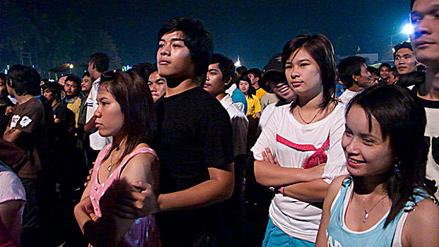 年轻人,流行,乐队,音乐会,清迈,泰国,一月,2007年