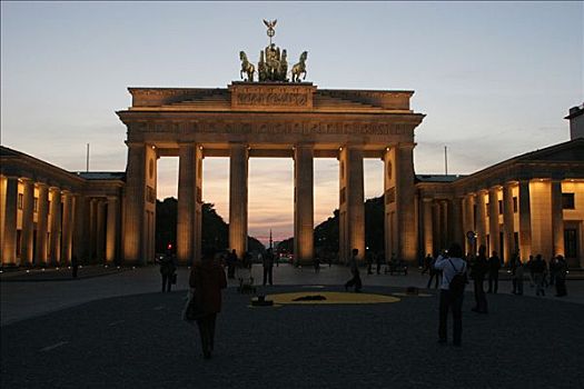 勃兰登堡门,晚上,柏林,德国