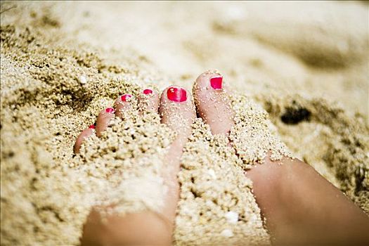 夏威夷,瓦胡岛,女孩,脚,软,沙子