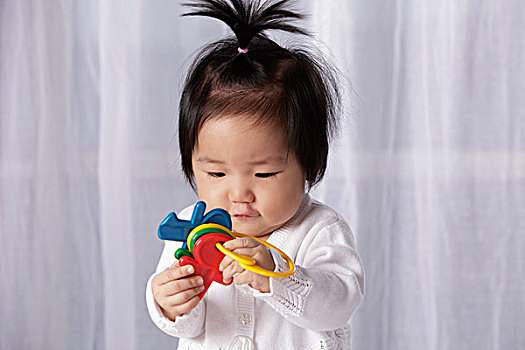 中国人,婴儿,拿着,玩具,钥匙扣