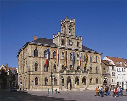 市政厅,魏玛,图林根州,德国,欧洲