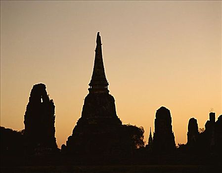 日出,玛哈泰寺,大城府,泰国