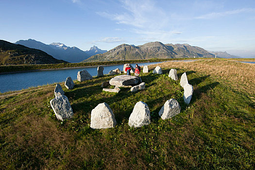 石头,圆,山,靠近,阿勒堡,阿尔卑斯山,提洛尔,奥地利