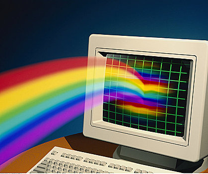 彩虹,出现,电脑屏幕