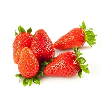 草莓,叶子,隔绝,白色背景