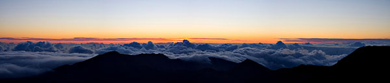 全景,图像,生动,日出,高处,云,上面,毛伊岛