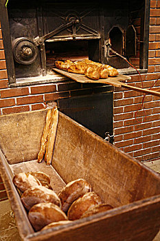 面包块,室外,烤炉