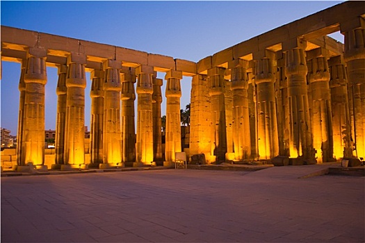 卢克索神庙,夜晚,路克索神庙,底比斯,埃及