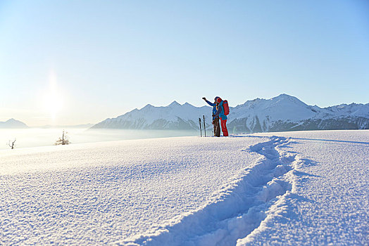 雪鞋,远足,冬天,风景,提洛尔,奥地利,欧洲