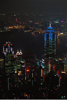 城市,夜晚,广场,香港