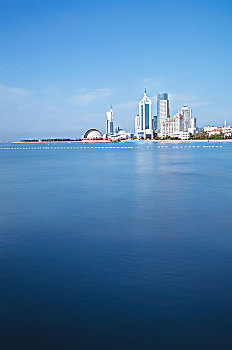 山东青岛前海湾风光晨景