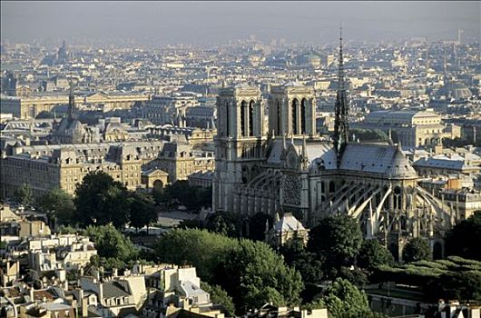 法国,巴黎,全视图,圣母大教堂