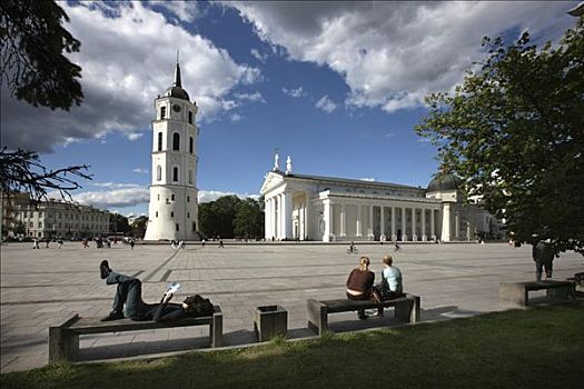大教堂,钟楼,大教堂广场,维尔纽斯,立陶宛,波罗的海国家,欧洲