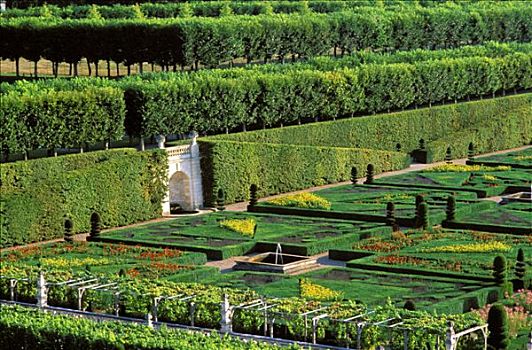维朗德里城堡,法国,俯视图,花园