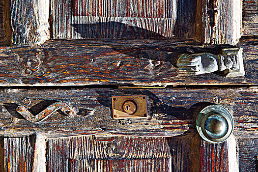 门环,西班牙,城堡,锁,兰索罗特岛,抽象,门,木头,红色,褐色