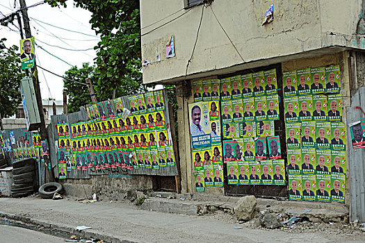 haiti,port,au,prince,advertisement,for,presidential,candidate,jude,celestin