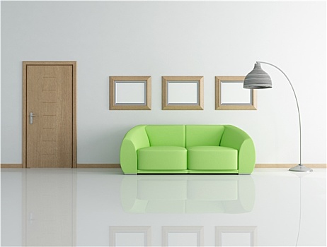 白色,绿色,现代,室内