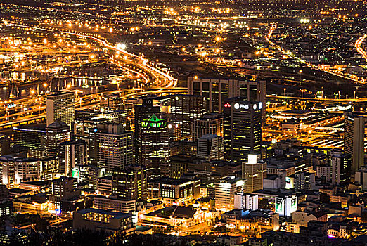 城市,夜晚,开普敦,西海角,南非,非洲