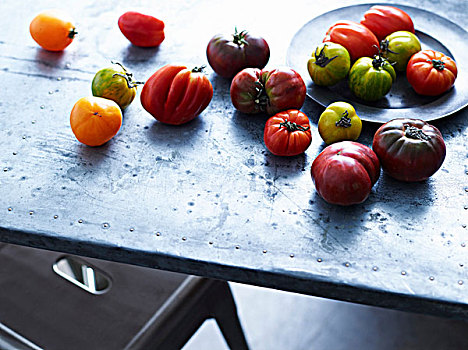 选择,纯种西红柿,桌上,特写