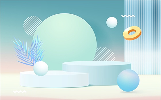 3D场景电商产品展台简约立体背景矢量插画